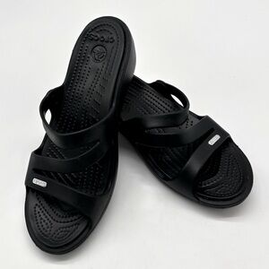 CROCS Women’s Patricia Wedge Slides in Black NWOT Size 10